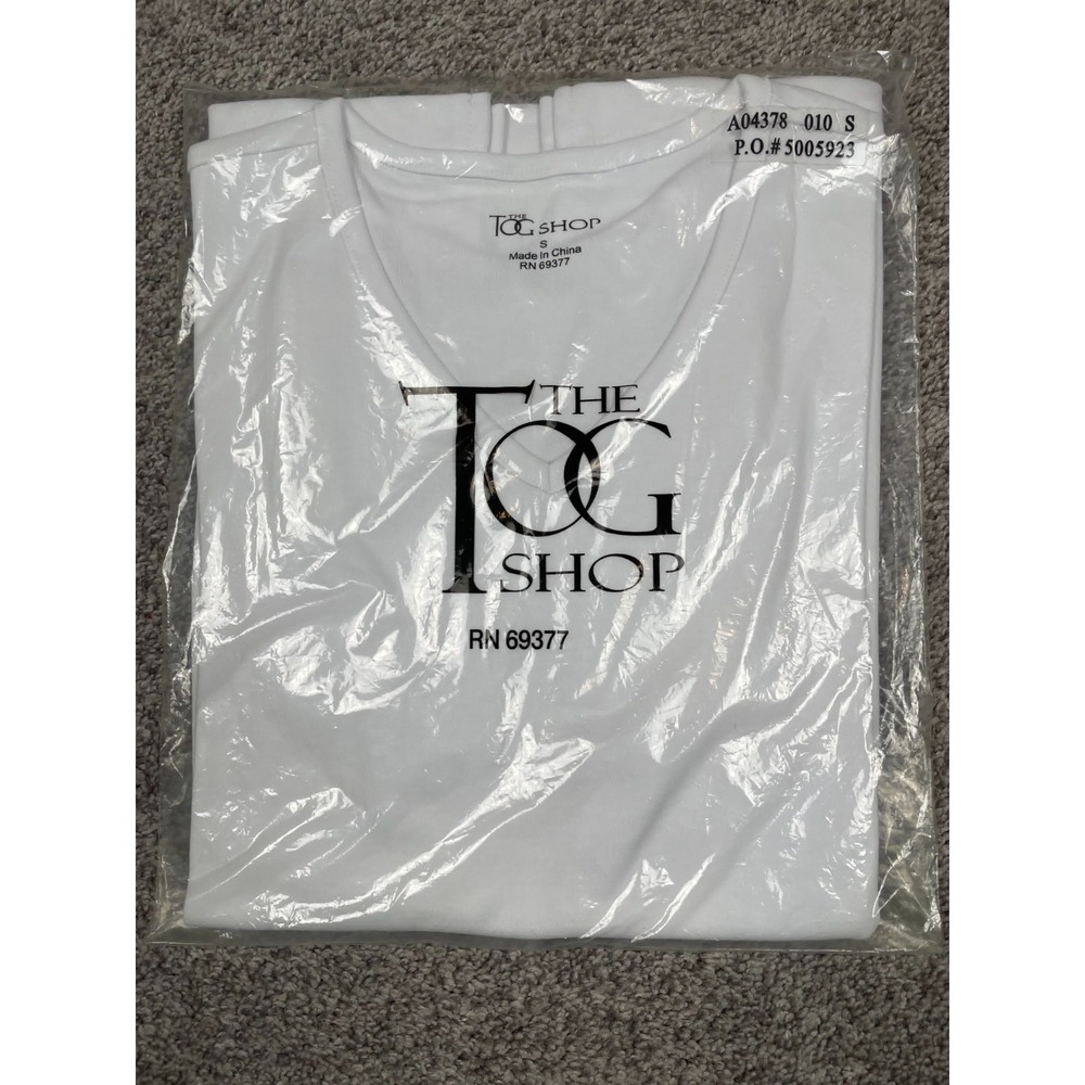 The TOG Shop Shirt Womens Small‎ White V Neck Short Sleeve Classic Minimal Tee